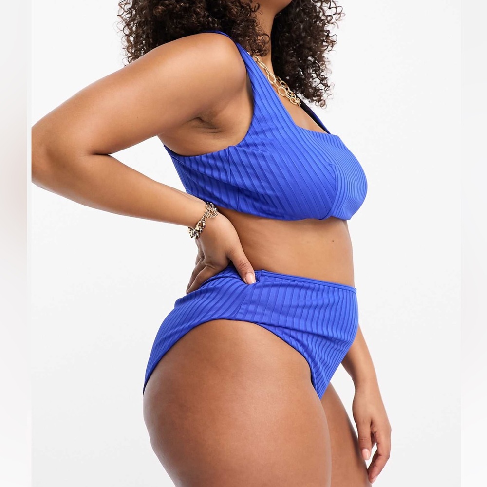 💙ASOS Design Rib High Leg High Waisted Bikini 💙 - Picture 2 of 8